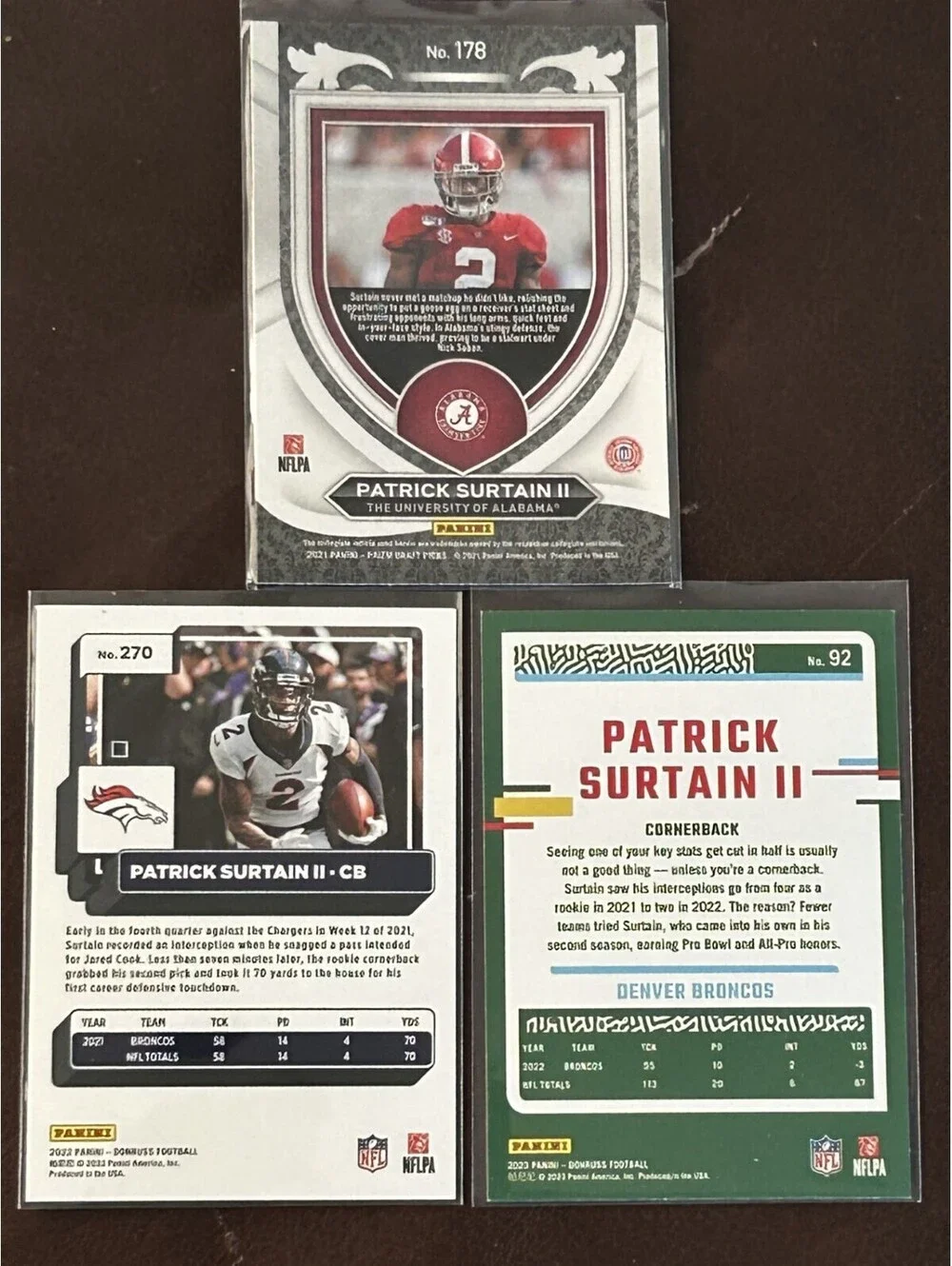 2021 CB PATRICK SURTAIN II RC PANINI PRIZM CRUSADE #178+2ND/3RD YEAR CARD LOT